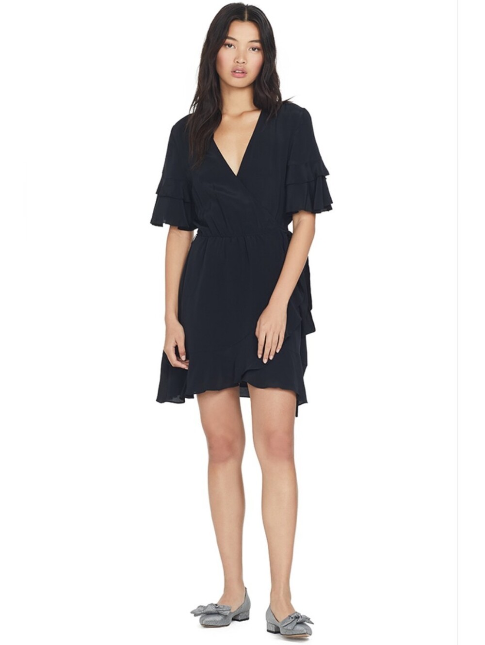 IRO | Maedow Ruffled Crepe De Chine Mini Wrap Dress